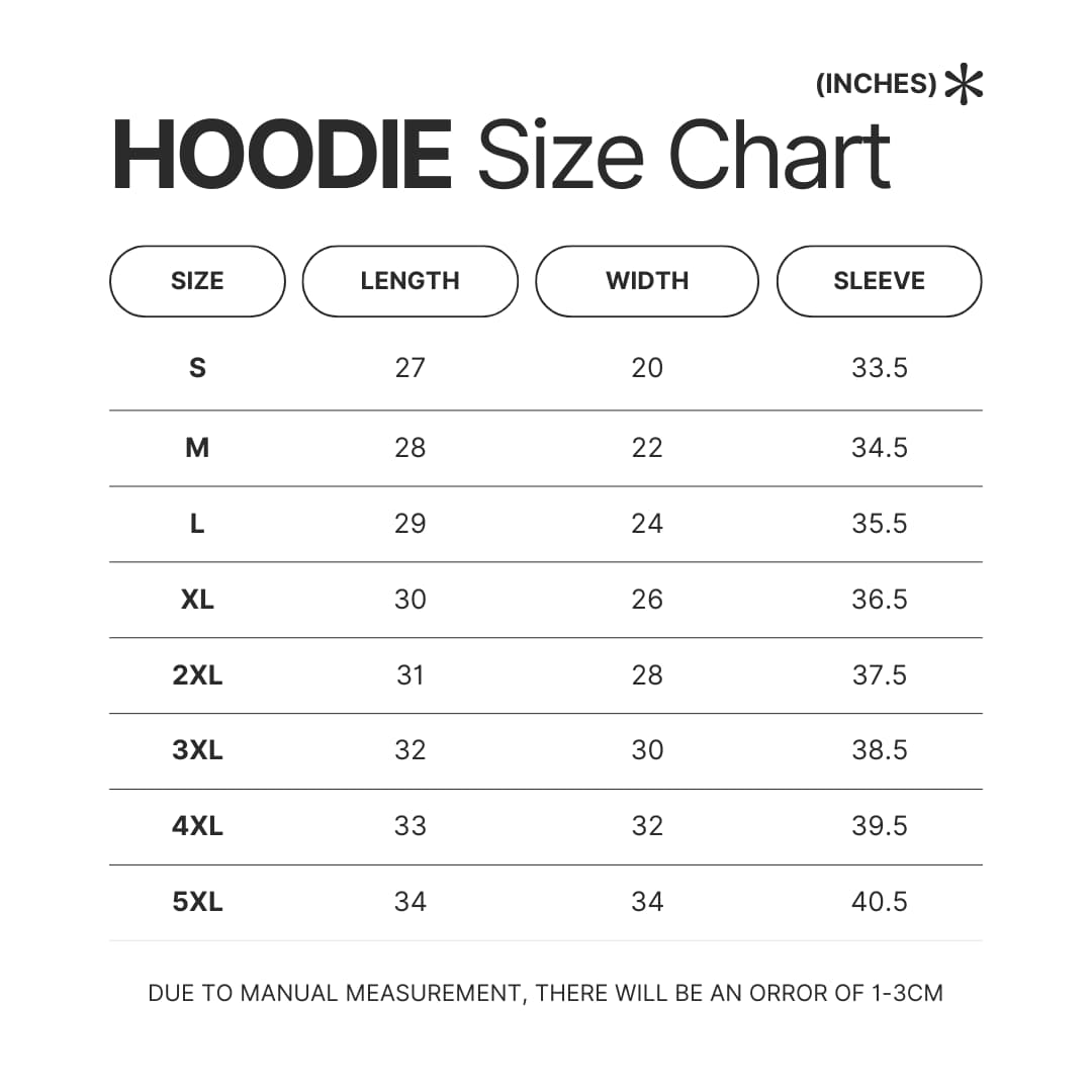 Hoodie Size Chart - Link Click Shop