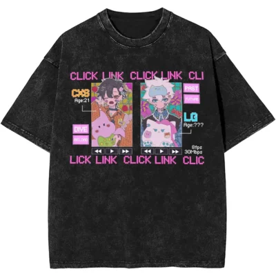 Link Click Chibi Charaters Mineral Wash T-Shirt