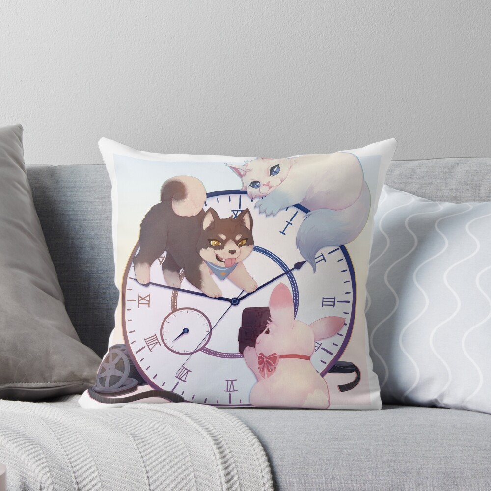 Link Click Clock Buddies Throw Pillow
